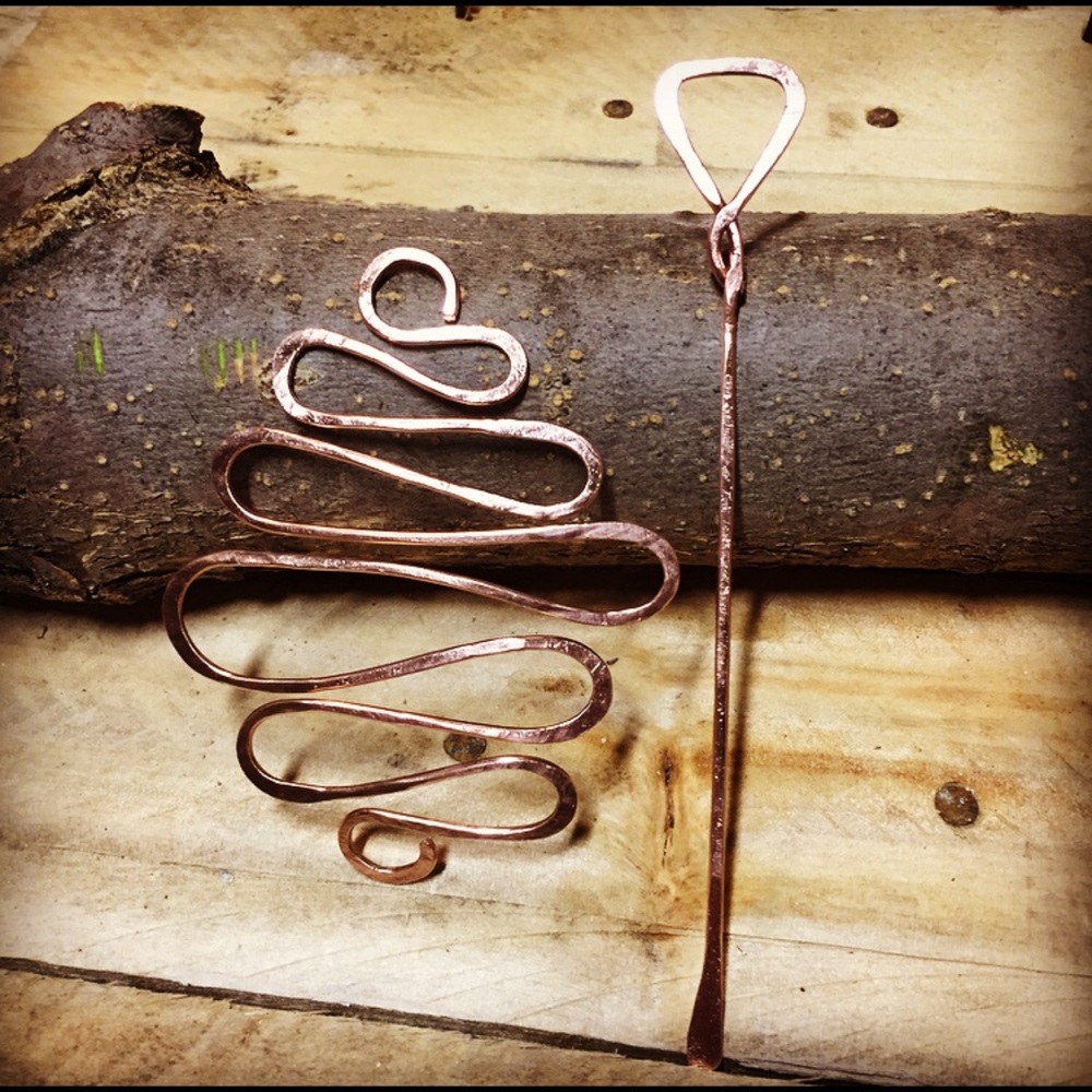 Hair Pin, Copper, Abstract, Minimalist, Handmade
